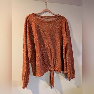 Ladies Front Tie Thermal Knit Shirt